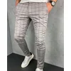 Squareonline Muške karirane pantalone, Slim fit, Svetlosive