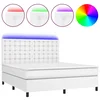 Vidaxl Box spring postelja z vzmetnico LED bela 160x200cm umetno usnje