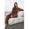 Trendyol Brown Printed Jersey Knitted Pajama Set