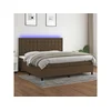 Krevet box spring s madracem LED tamnosmeđi 200x200 cm tkanina