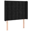 VIDAXL Vzglavje z ušesi črno 103x16x118/128 cm žamet