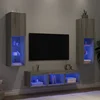 5-dijelni zidni TV elementi s LED svjetlima boja sivog hrasta