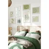 WallXpert set od 8 uramljenih slika Çgs-030, zeleni motivi – Matisse plakati, listovi, lukovi i inspirativni citat, beli ram