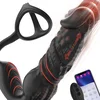 SuperLove Fast & Strong Thrusting Prostate Massager Anal Vibrator with Penis Ring, Remote & App Black