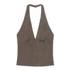 Pull&Bear Top temno rjava