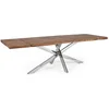 Casa Padrino luxury dining table brown/silver 180-260 x 90 x H. 77 cm - Extendable kitchen table with solid wood table top and stainless steel legs - Dining room furniture - Luxury furniture