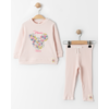 VIA GIRLS Kompletić za devojčice, majica i pantalone Minnie Flowers,Roze