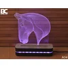 Black Cut 3D Lampa Glava konja, Roze