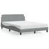 Krevet s madracem Dover svjetlosivi 140x190 cm od tkanine