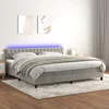 Krevet box spring s madracem LED svjetlosivi 200x200 cm baršun
