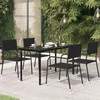 Vrtni blagovaonski stol crni 140x70x74 cm od čelika i stakla