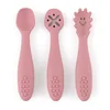 PETITE&MARS Silikonske žlice za trening od 3 kom 6 m+ Take&Match, Dusty Rose