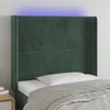 LED uzglavlje tamnozeleno 93x16x118/128 cm baršunasto