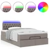Vidaxl Otomanska postelja z vzmetnico & LEDs taupe 120x190 cm blago