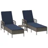 Ležaljka 3 pcs Siva i tamnoplava 200 x 55 x 92 cm poliratan