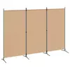 vidaXL 3-panelni pregradni zid Bež 260 x 180 cm Blago