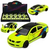 Športni avtomobil LEAN TOYS, kovinski, pull-back, rumena neonska 1:32