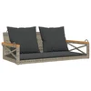 Vidaxl Gugalna klop z blazinami siva 109x62x40 cm poli ratan
