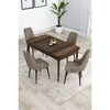 Hanah Home trpezarijski set Kar, sto na razvlačenje i 4 stolice, ploča u dekoru drveta Baroque, kapućino tkanina Babyface