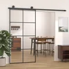 Klizna vrata crna 102,5 x 205 od stakla ESG i aluminija cm