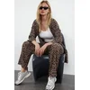 Trendyol Brown Leopard Printed Relaxed Cut Flexible Kimono Knitted Bottom-Top Set