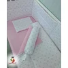 Bubamara037 Set posteljine za krevetac sa ravnom ogradicom Srca, Roze