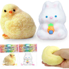 Nikcorp Antistresne igrače Squishy gnetljive figurice piščanček in zajček, mehka senzorična TPR plastika, set 2 kosa, Taba stil