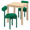 IKEA PS 2026 Sto i 2 stolice, borovina/Knäbäck jarkozelena, 70x70 cm