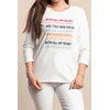 Plus size bombažna majica s potiskom, bela