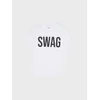 Sinsay - Pamučna oversize majica sa natpisom SWAG - belo