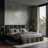 MID.YOU OBLAZINJENA POSTELJA 180 cm  x 200 cm , les, tekstil, leseni material siva