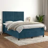 Vidaxl Box spring postelja z vzmetnico temno modra 140x190cm žamet