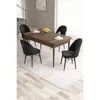 Hanah Home trpezarijski set Roz, sto na razvlačenje i 4 stolice, ploča u dekoru drveta Baroque, crna tkanina Babyface