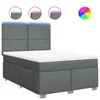 Vidaxl Box spring postelja z vzmetnico temno siva 140x200 cm blago