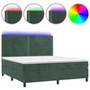 Vidaxl Box spring postelja z vzmetnico LED tem. zelena 180x200cm žamet