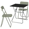 GUNDE / VIHALS Sto i 2 sklopive stolice, preklopno crna/zelena, 67x67 cm