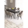Hanah Home Set Trpezarijski sto i 6 stolica Roz, Bež-crni