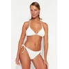 Trendyol Ecru Tied Textured Regular Bikini Bottom