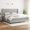 Vidaxl Box spring postelja z vzmetnico svetlo siva 200x200 cm blago