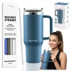 Northix Vakuumsko izoliran kozarec iz nerjavečega jekla 1180 ml s slamicami