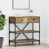 Konzolna stolica s ladicama Smeđa 75 x 34,5 x 75 cm boja drva