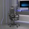 Igraća stolica od umjetne kože s osloncem za noge Crna i siva