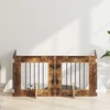 Vrata za pse s postoljem 4 pcs Dimljeni hrast 60 x 60 cm