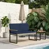 vidaXL Zunanja klop z blazino Siva in mornarsko modra 107 x 61 x 80 cm