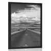 Plakat črnobela pot v puščavi - 20x30 silver