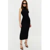 Trendyol Black Zero Sleeve Draped Bodycone/Fitted Maxi Flexible Knitted Maxi Pencil Dress
