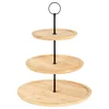 Northix 3-nadstropno stojalo za torto iz bambusa, 34 cm, črn kovinski ročaj