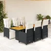 7-dijelni vrtni bistro set od poliratana s jastucima crni