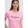 Bombažna kratka majica Pepe Jeans ENARA ženska, roza barva, PL505879