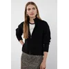 Trendyol Black Soft Textured Zippered Knitwear Cardigan